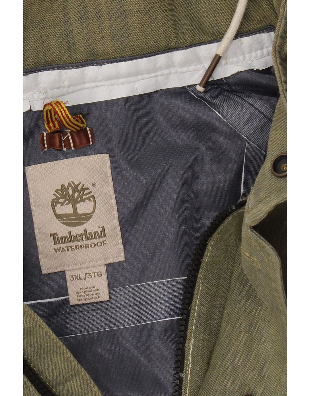 Timberland Mens Hooded Waterproof Jacket UK 46 3XL Khaki