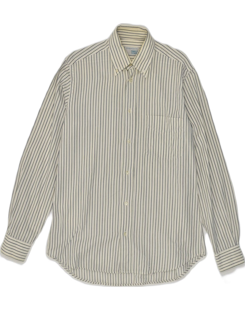 ENRICO COVERI Mens Shirt Medium White Striped Cotton | Vintage Enrico Coveri | Thrift | Second-Hand Enrico Coveri | Used Clothing | Messina Hembry 