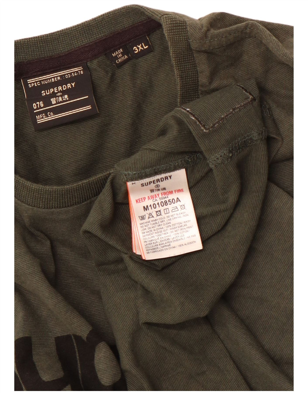 Superdry Mens Graphic T-Shirt Top 3XL Khaki Cotton