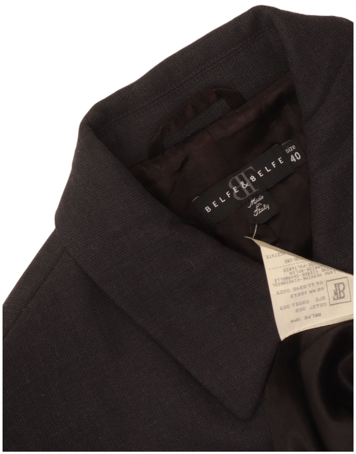 Belfe & Belfe Womens 4 Button Blazer Jacket IT 40 Small Black Virgin Wool