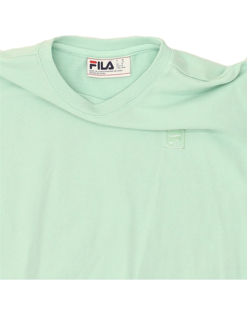 FILA Womens Sweatshirt Jumper UK 14 Medium Turquoise Cotton Vintage Fila and Second-Hand Fila from Messina Hembry 