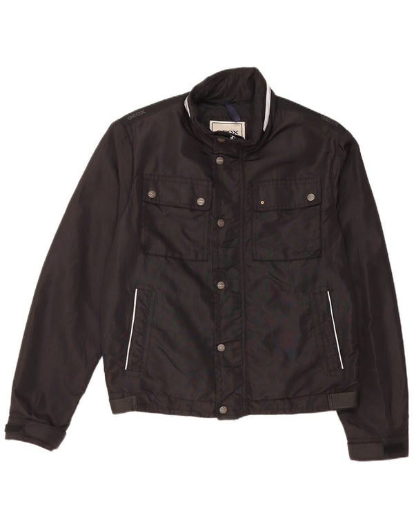 Geox Mens Hooded Utility Jacket UK 40 Large Black Polyamide