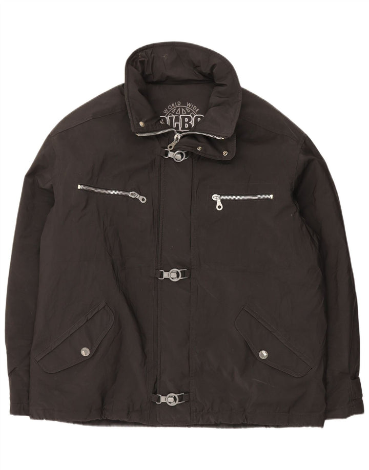 Polbot Mens Hooded Windbreaker Jacket UK 44 2XL Black Polyvinyl