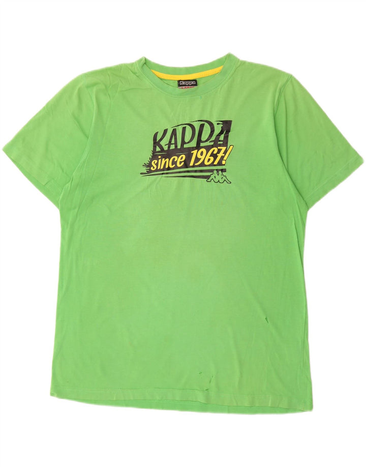 KAPPA Mens Graphic T-Shirt Top Large Green Cotton