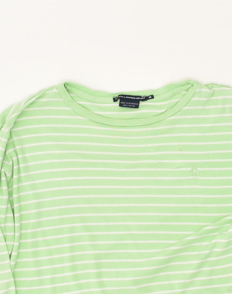 RALPH LAUREN Womens Top Long Sleeve UK 12 Medium Green Striped Cotton | Vintage Ralph Lauren | Thrift | Second-Hand Ralph Lauren | Used Clothing | Messina Hembry 