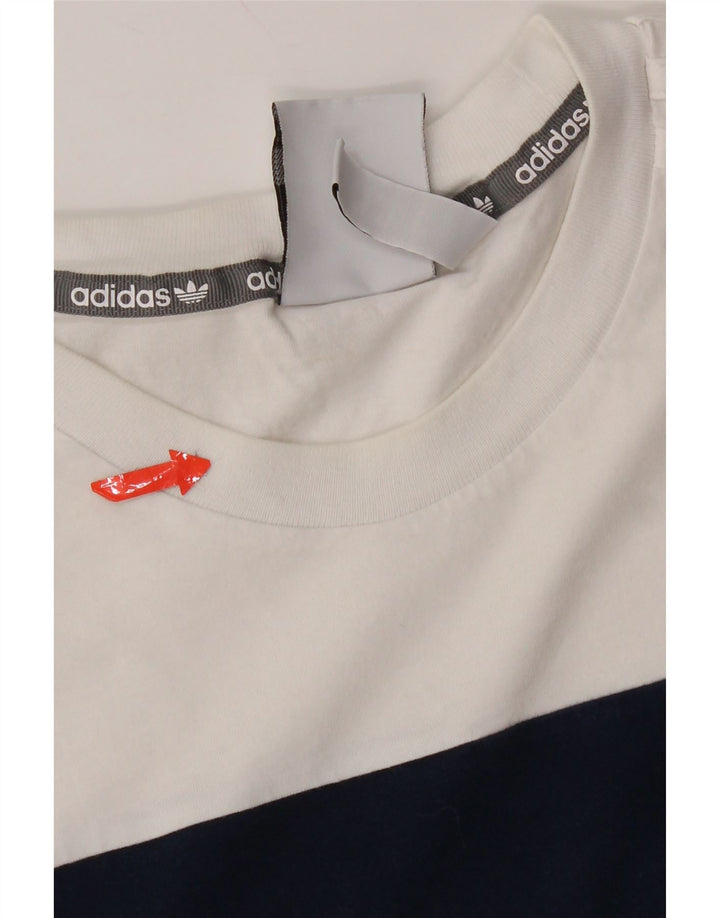 Adidas Mens T-Shirt Top Small White Colourblock Cotton