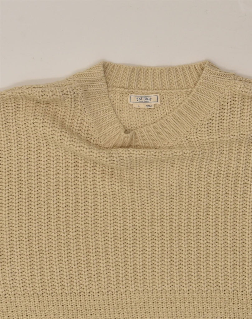 FAT FACE Womens Short Sleeve Crew Neck Jumper Sweater UK 16 Large Beige | Vintage Fat Face | Thrift | Second-Hand Fat Face | Used Clothing | Messina Hembry 