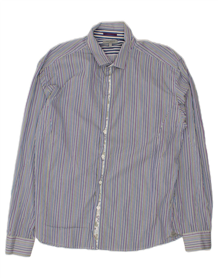 TED BAKER Mens Shirt Size 7 3XL Multicoloured Pinstripe Cotton Vintage Ted Baker and Second-Hand Ted Baker from Messina Hembry 