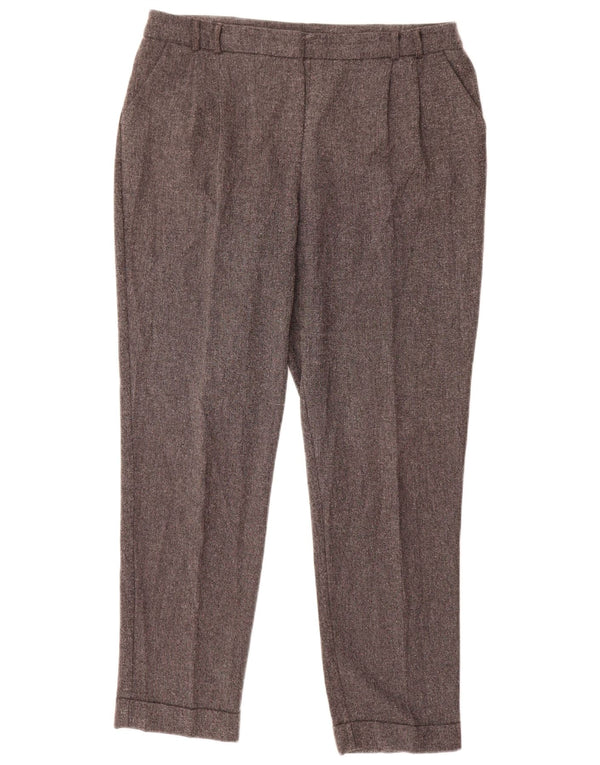 M&Co Womens High Waist Pegged Suit Trousers UK 14 Large W36 L26 Grey