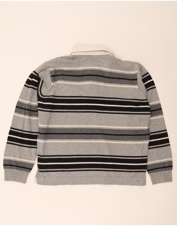 Marks & Spencer Mens Blue Harbour Rugby Polo Shirt Large Grey Striped