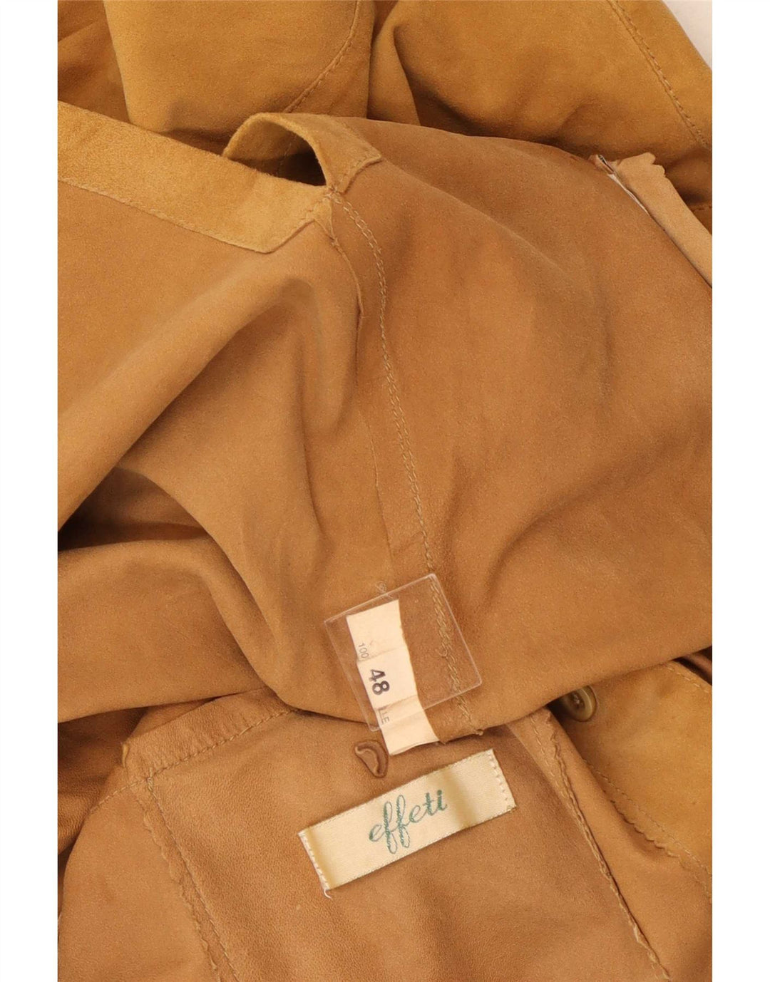 Effeti Womens Suede Jacket IT 48 XL Beige Leather
