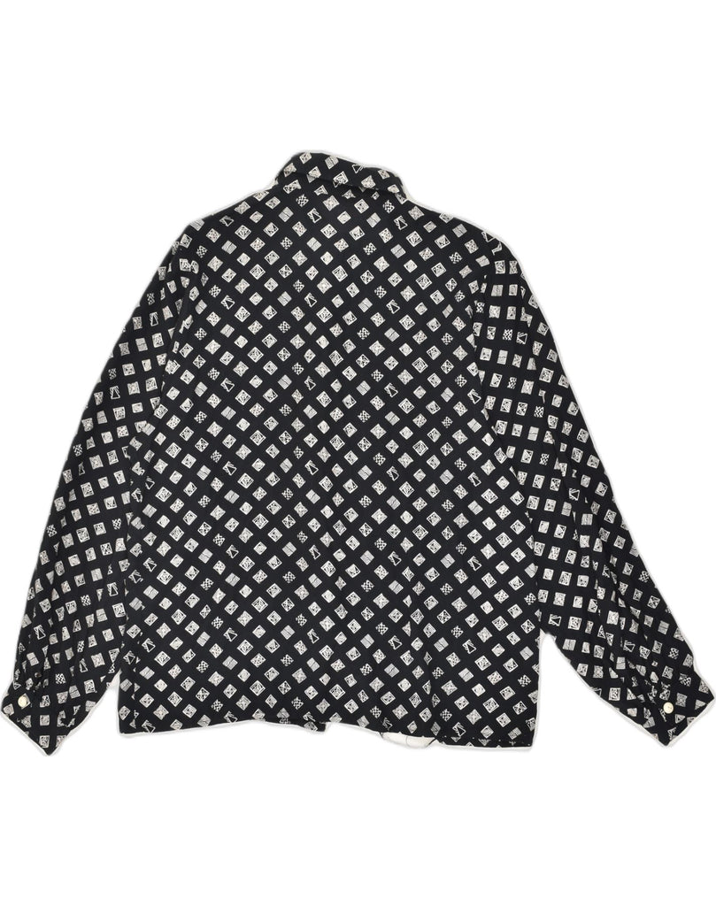 DIANA BENTALLS Womens Crazy Pattern Shirt UK 14 Large Black Check Cotton | Vintage Diana Bentalls | Thrift | Second-Hand Diana Bentalls | Used Clothing | Messina Hembry 