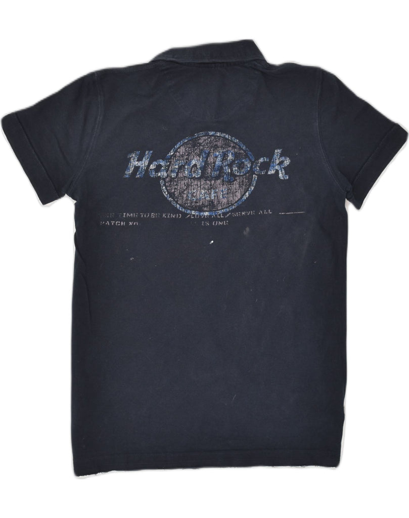 HARD ROCK CAFE Mens Graphic Polo Shirt Small Navy Blue Cotton | Vintage Hard Rock Cafe | Thrift | Second-Hand Hard Rock Cafe | Used Clothing | Messina Hembry 