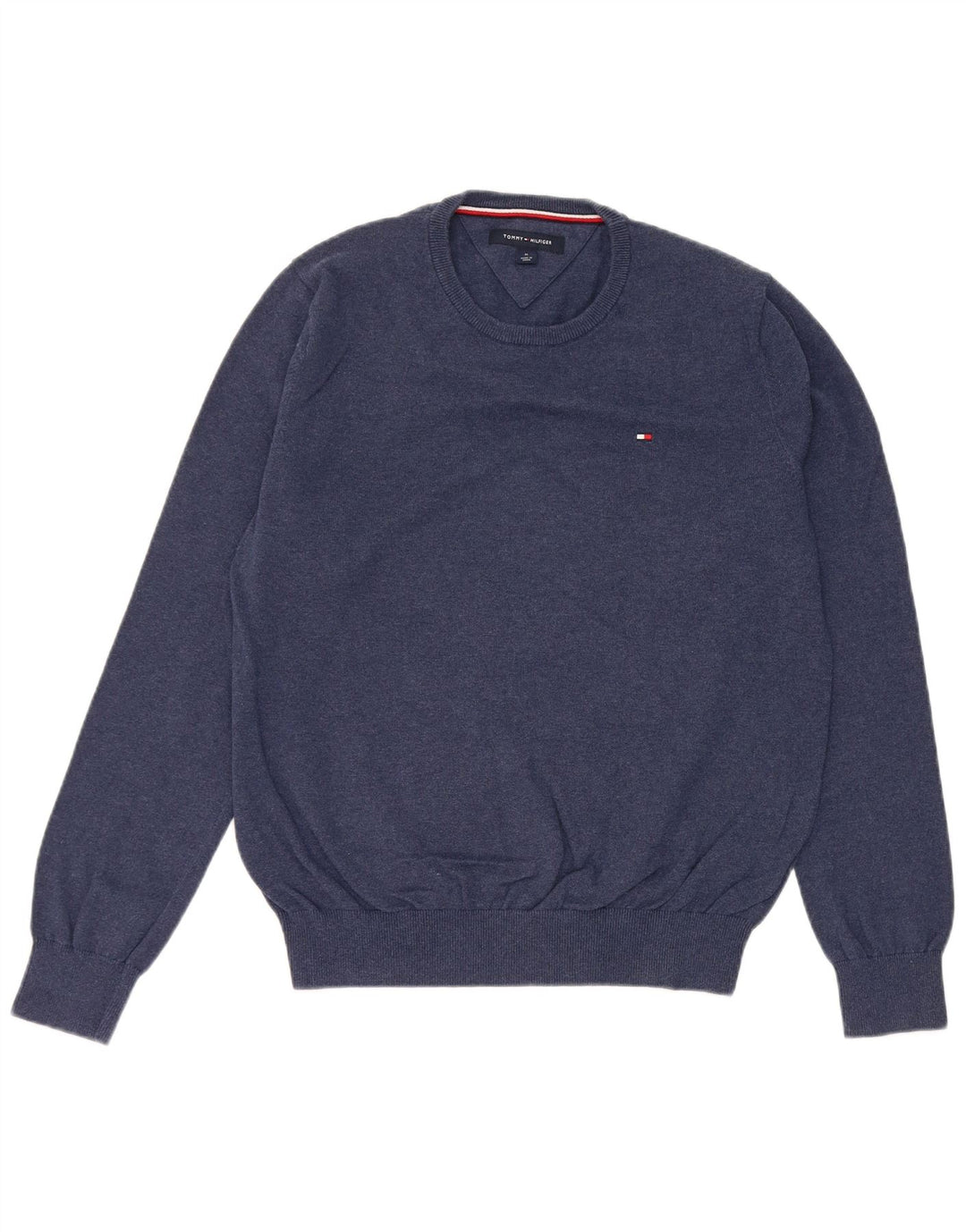 Tommy Hilfiger Mens Crew Neck Jumper Sweater Medium Navy Blue Cotton