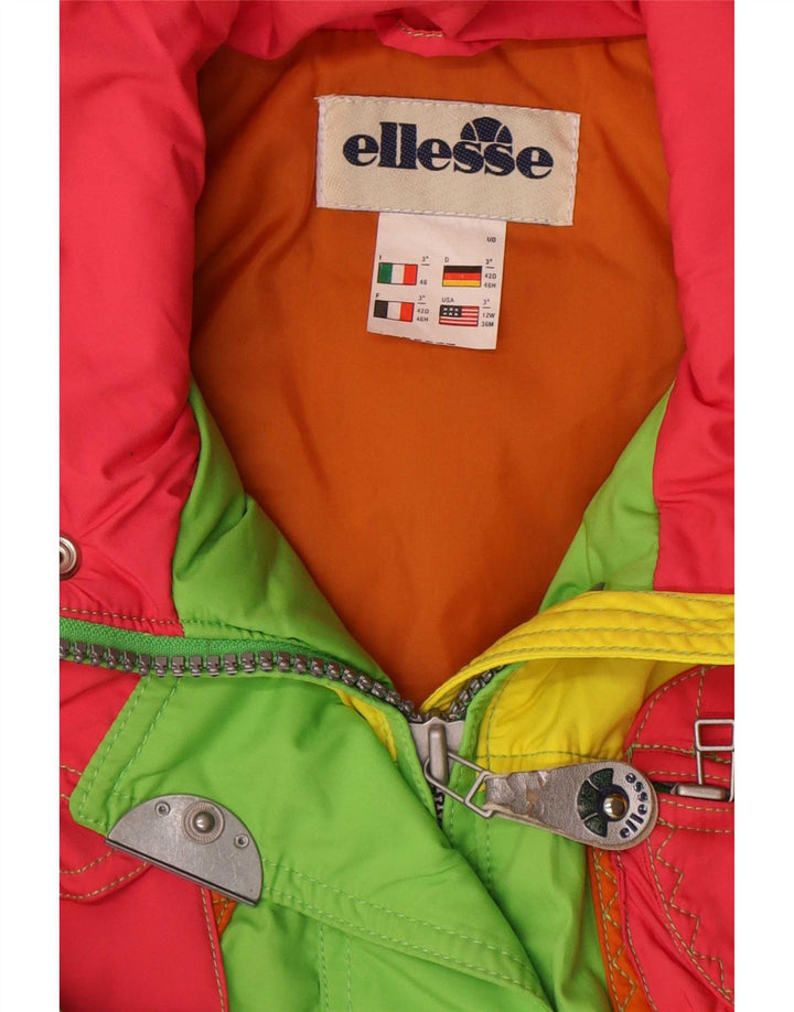 Ellesse Womens Oversized Ski Jumpsuit IT 46 Large Green Colourblock
