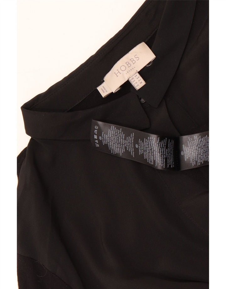 Hobbs Womens Long Sleeve Shift Dress UK 14 Large Black Cotton