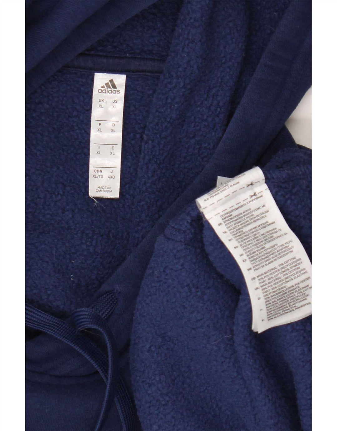 Adidas Mens Hoodie Jumper XL Blue Cotton