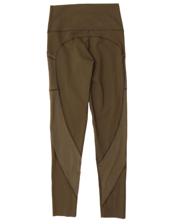 Aerie Womens High Waist Leggings UK 14 Medium Khaki Nylon