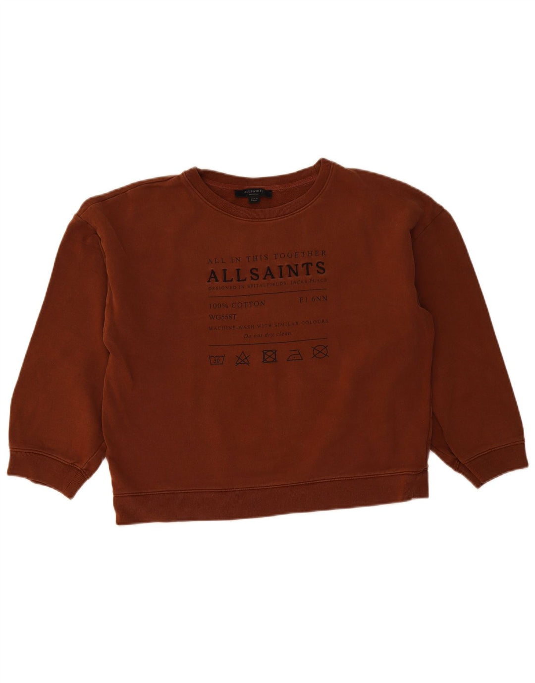 ALL SAINTS Womens Graphic Loose Fit Sweatshirt Jumper UK 14 Medium Brown