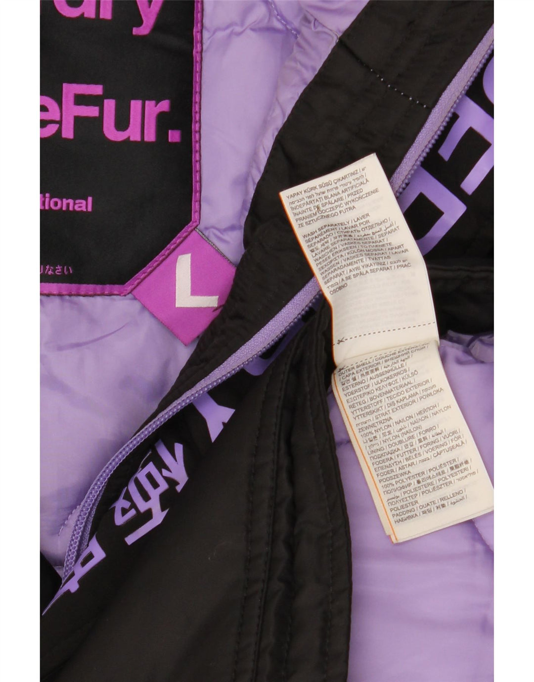 Superdry Womens Hooded Parka Jacket UK 16 Large Black Nylon Winter