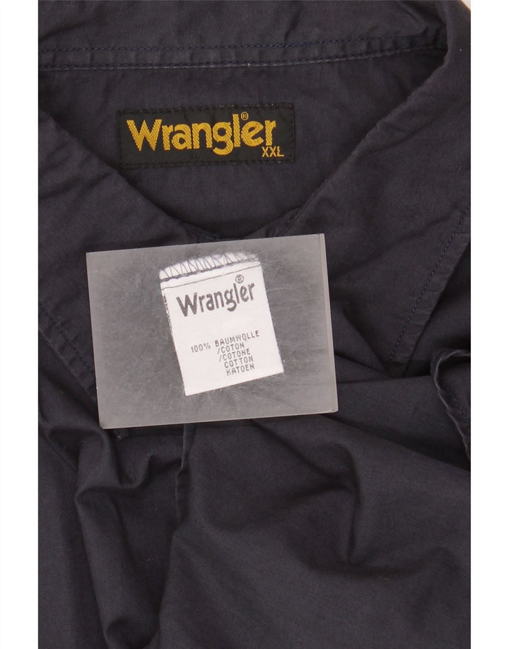 Wrangler Mens Short Sleeve Shirt 2XL Navy Blue Cotton