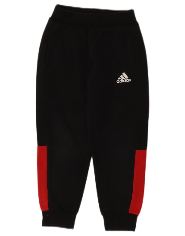 Adidas Boys Tracksuit Trousers Joggers 5-6 Years  Black Colourblock Cotton