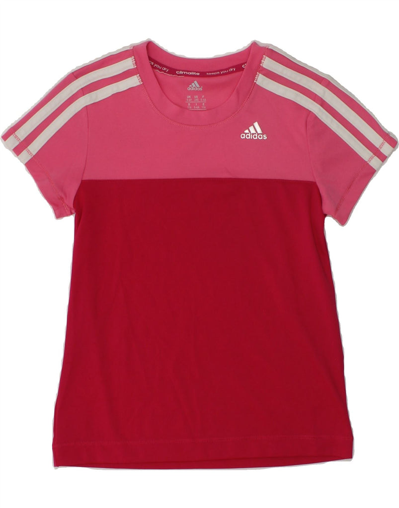 ADIDAS Girls Climalite T-Shirt Top 5-6 Years Red Colourblock | Vintage Adidas | Thrift | Second-Hand Adidas | Used Clothing | Messina Hembry 