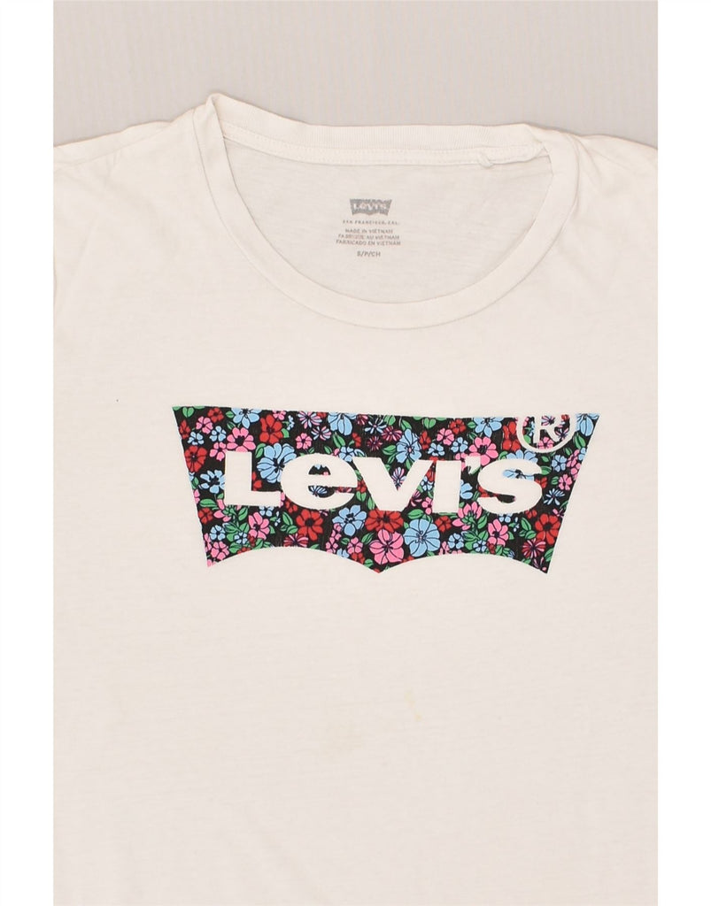 LEVI'S Womens Graphic T-Shirt Top UK 10 Small White | Vintage Levi's | Thrift | Second-Hand Levi's | Used Clothing | Messina Hembry 