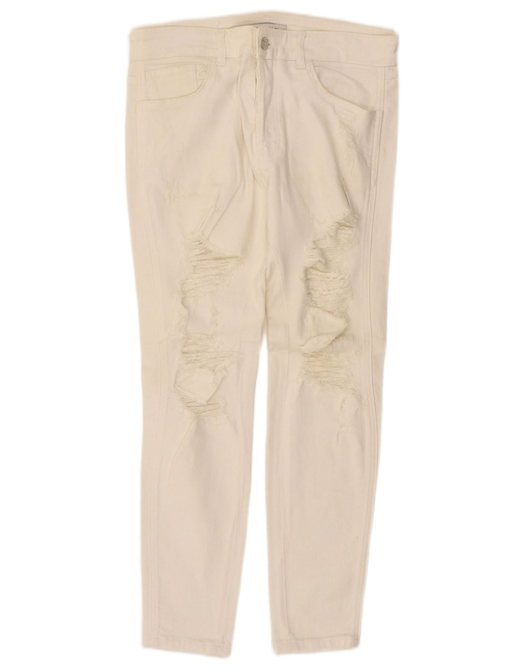 Zara Mens Distressed Slim Jeans EU 40 Medium W31 L27 Off White