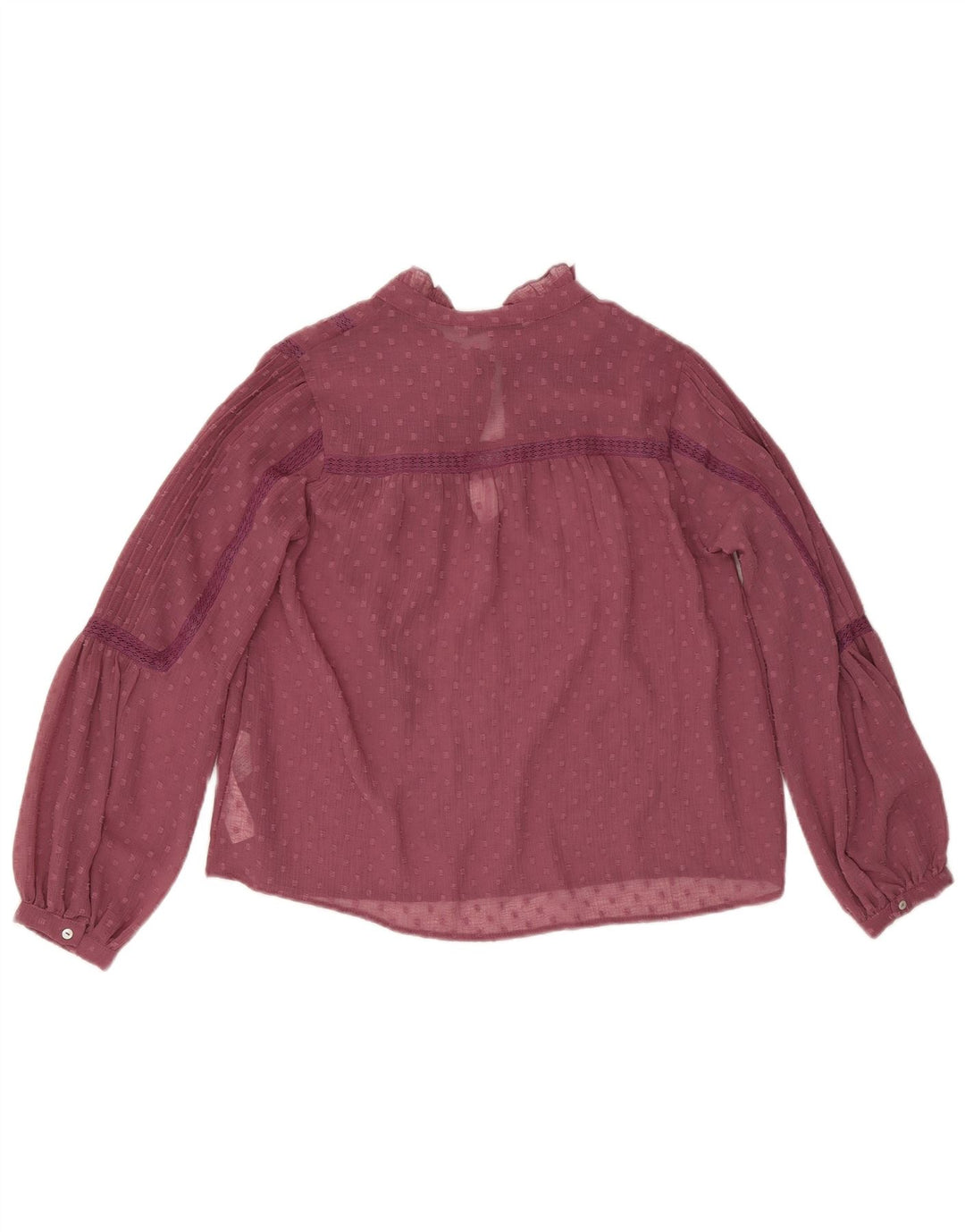 ZARA Womens See Through Front Tie Blouse Top UK 10 Small Pink Spotted