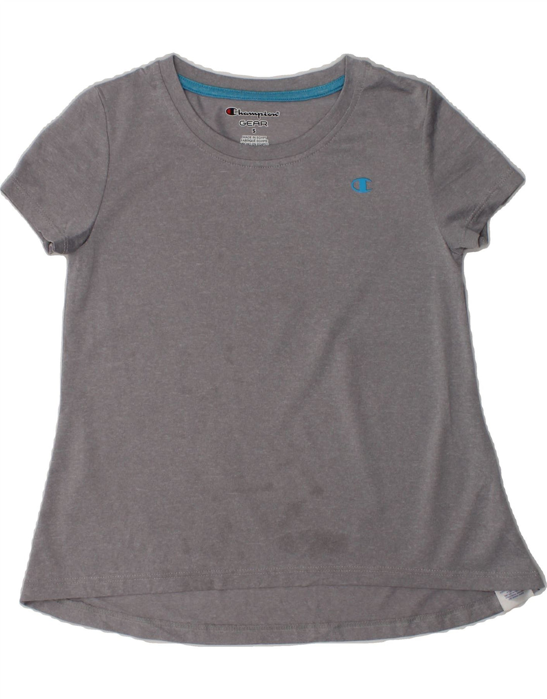 CHAMPION Girls T-Shirt Top 7-8 Years Small  Grey Polyester | Vintage Champion | Thrift | Second-Hand Champion | Used Clothing | Messina Hembry 