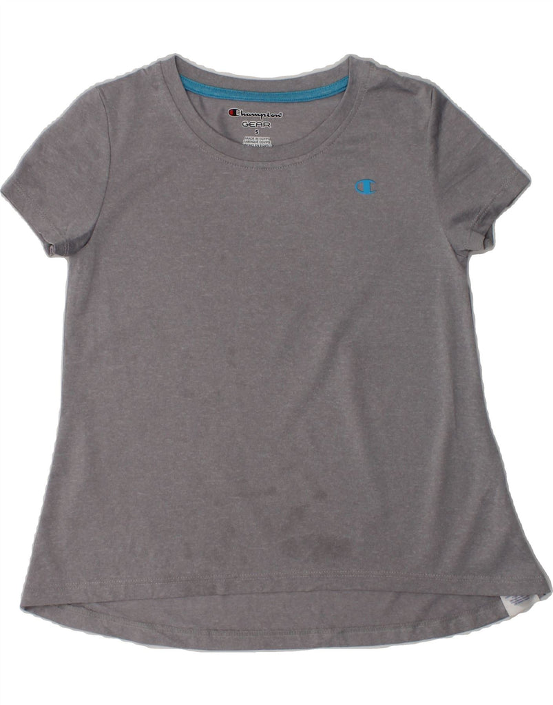 CHAMPION Girls T-Shirt Top 7-8 Years Small  Grey Polyester | Vintage Champion | Thrift | Second-Hand Champion | Used Clothing | Messina Hembry 