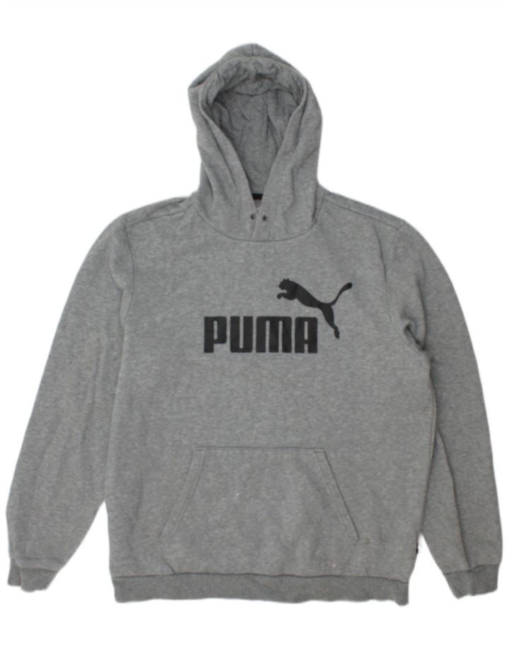Puma Mens Graphic Hoodie Jumper Large Grey Cotton