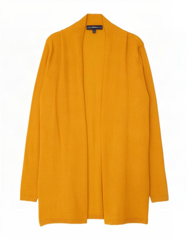 Zara Womens Open Cardigan Sweater UK 10 Small Yellow Viscose