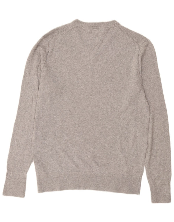 Tommy Hilfiger Mens V-Neck Jumper Sweater Large Grey Cotton