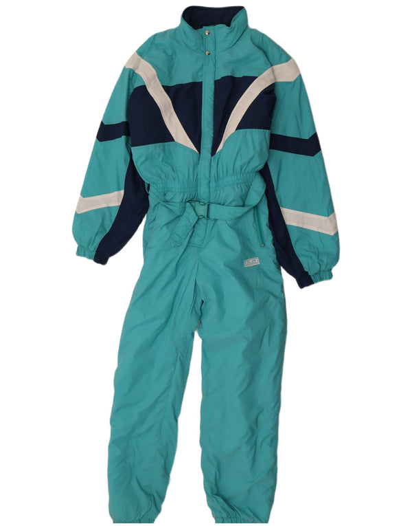 Vintage Mens Loose Fit Ski Jumpsuit IT 46 Small  Blue Colourblock Polyamide