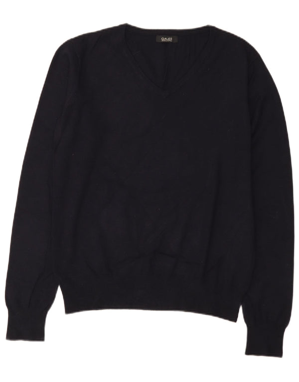 Gaudi Womens V-Neck Jumper Sweater UK 14 Medium Navy Blue Viscose
