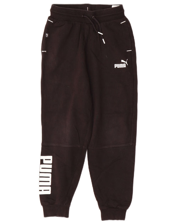 Puma Boys Graphic Tracksuit Trousers Joggers 9-10 Years  Black Cotton