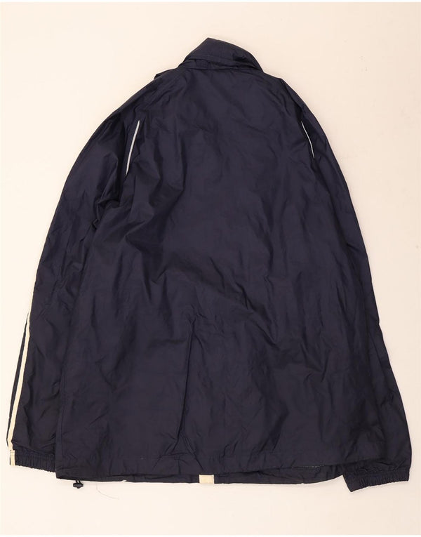 Adidas Mens Hooded Windbreaker Jacket UK 42 XL Navy Blue Polyester