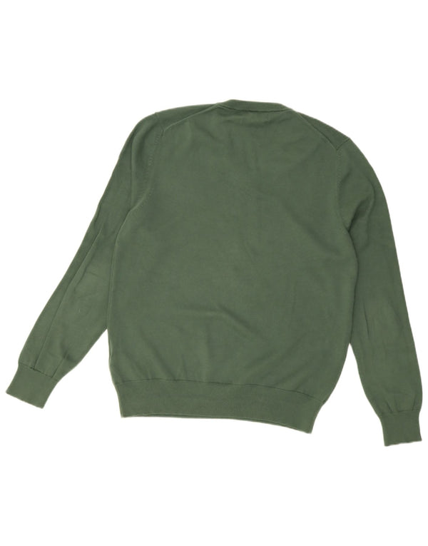 Marks & Spencer Mens V-Neck Jumper Sweater Medium Green Cotton
