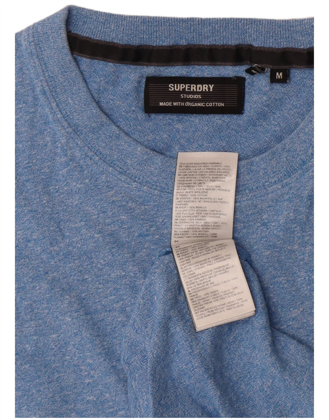 Superdry Mens T-Shirt Top Medium Blue Flecked Cotton