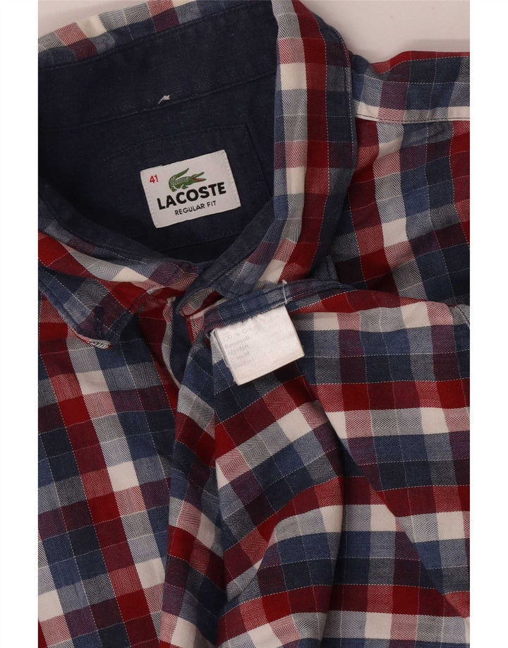 Lacoste Mens Shirt Size 41 Medium Multicoloured Check Cotton