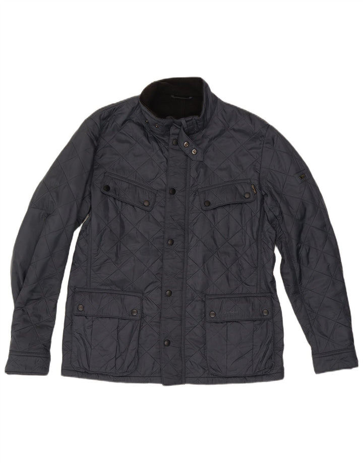 BARBOUR Mens Quilted Jacket UK 40 Large Navy Blue Polyamide