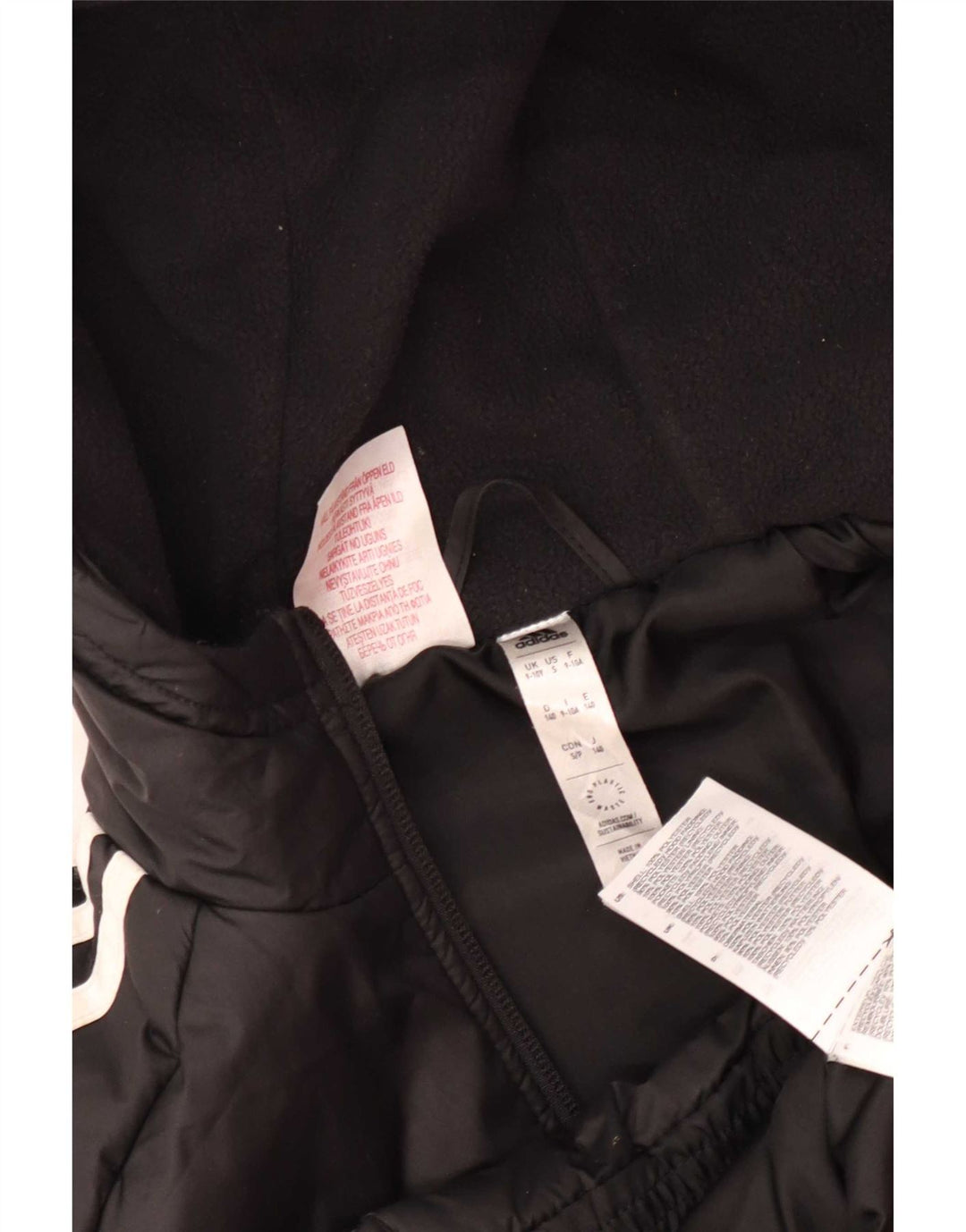 Adidas Boys Graphic Hooded Padded Jacket 9-10 Years Black Polyester