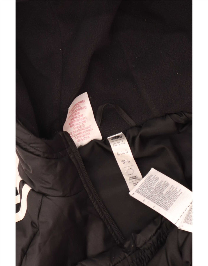 Adidas Boys Graphic Hooded Padded Jacket 9-10 Years Black Polyester