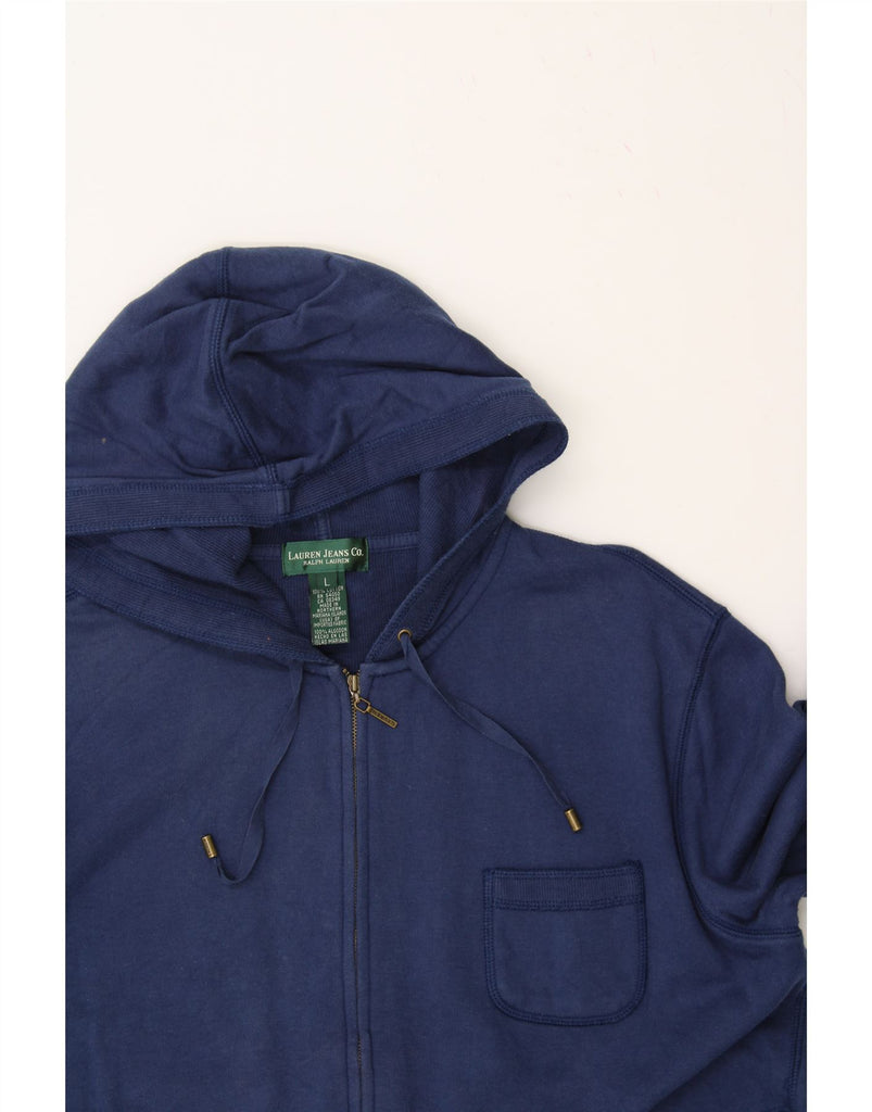 RALPH LAUREN Womens Zip Hoodie Sweater UK 16 Large Navy Blue Cotton Vintage Ralph Lauren and Second-Hand Ralph Lauren from Messina Hembry 