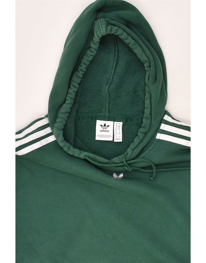 ADIDAS Womens Oversized Crop Hoodie Jumper UK 10 Small Green Cotton | Vintage Adidas | Thrift | Second-Hand Adidas | Used Clothing | Messina Hembry 