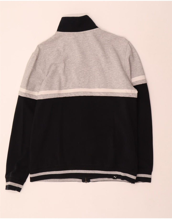 PUMA Mens Tracksuit Top Jacket Small Grey Colourblock Cotton