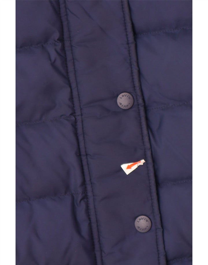LEVI'S Womens Oversized Hooded Padded Jacket UK 10 Small Navy Blue