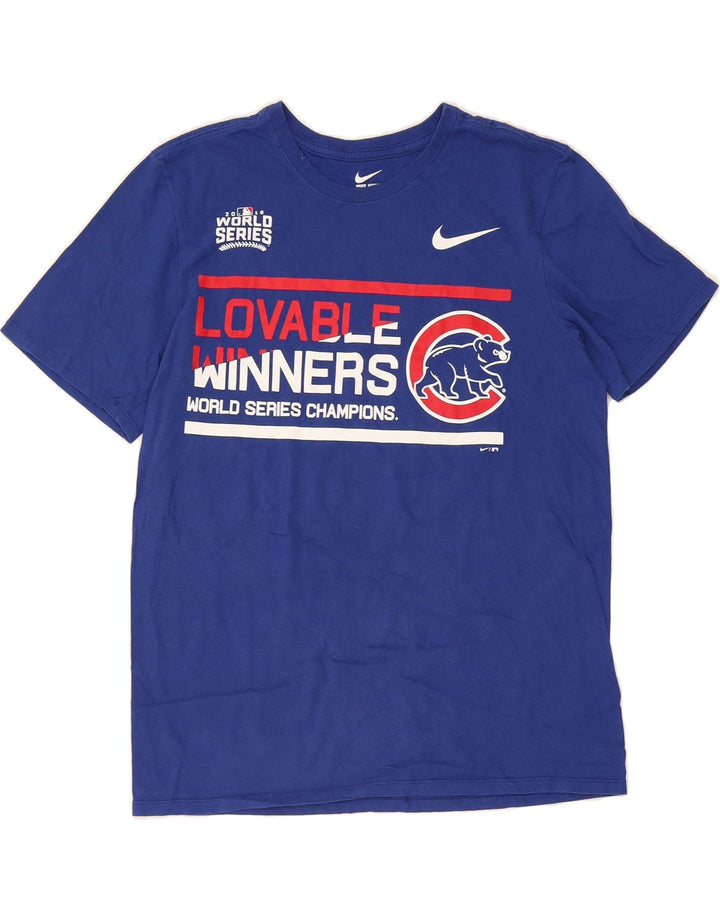 NIKE Womens Chicago Cubs Graphic T-Shirt Top UK 14 Medium Blue Vintage Nike and Second-Hand Nike from Messina Hembry 